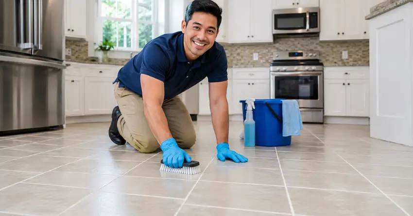 bright white grout lines after professional tile cleaning