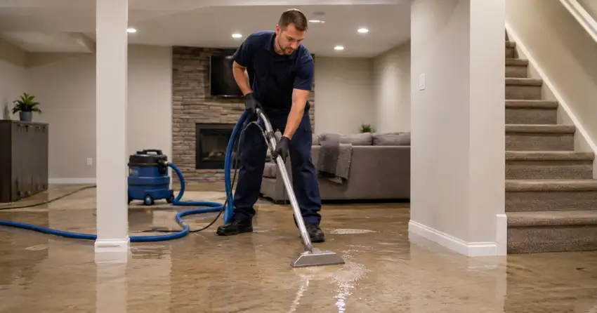 basement flood cleanup water extraction in Winnipeg